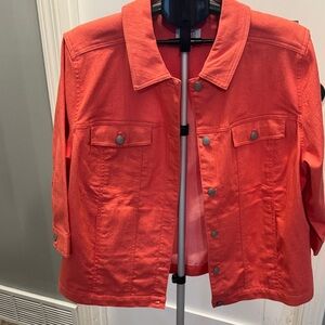 Vibrant Coral Denim Jacket like new size 1X
